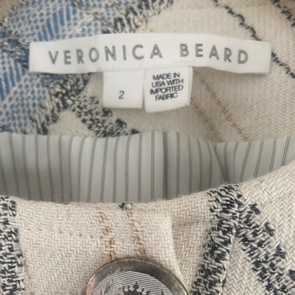 VERONICA BEARD Nikolai Plaid Bell-Sleeve Jacket – Size 2, Cream & Blue, EUC - Picture 6 of 12